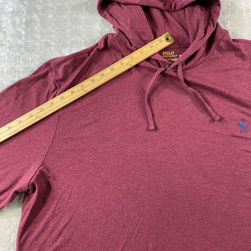 Polo Ralph Lauren Hooded T Shirt Mens 2XB Burgundy Long Sleeve Casual Preppy